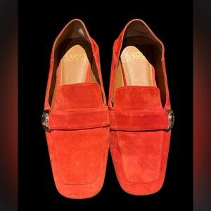 Frank Sarto Orange Square Toe suede loafers Size 8M